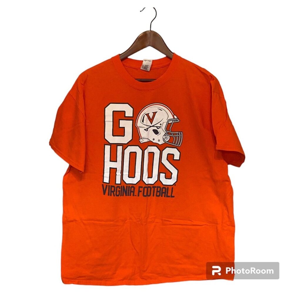 Go Hoos Virginia Football Cavaliers S/S T-Shirt Men's Size XL Orange NCAA Wahoos